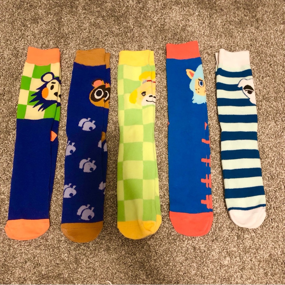 🎀 Pair of 5 animal crossing long socks - Picture 2 of 3